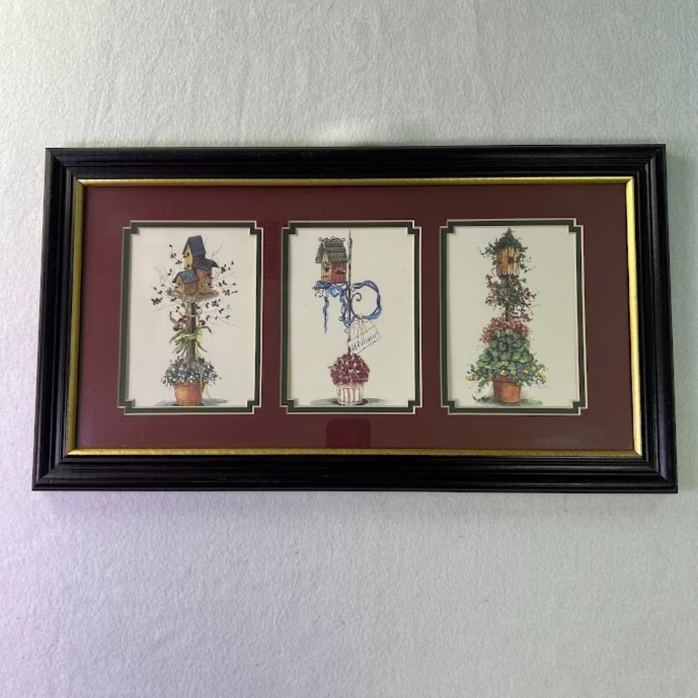 Vintage Home Interiors Birhouse Pictures 3 Framed Prints Cottagecore